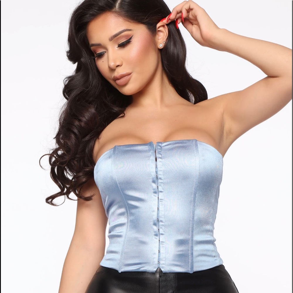 Besos Lace Up Corset - Blue
